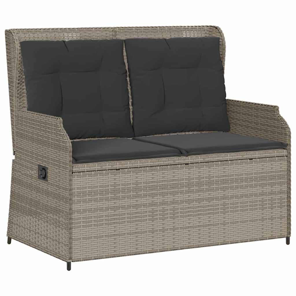 Panchina da giardino con cuscino Grigio chiaro Poly Rattan - homemem39