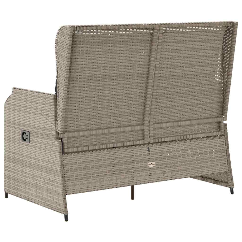 Panchina da giardino con cuscino Grigio chiaro Poly Rattan - homemem39