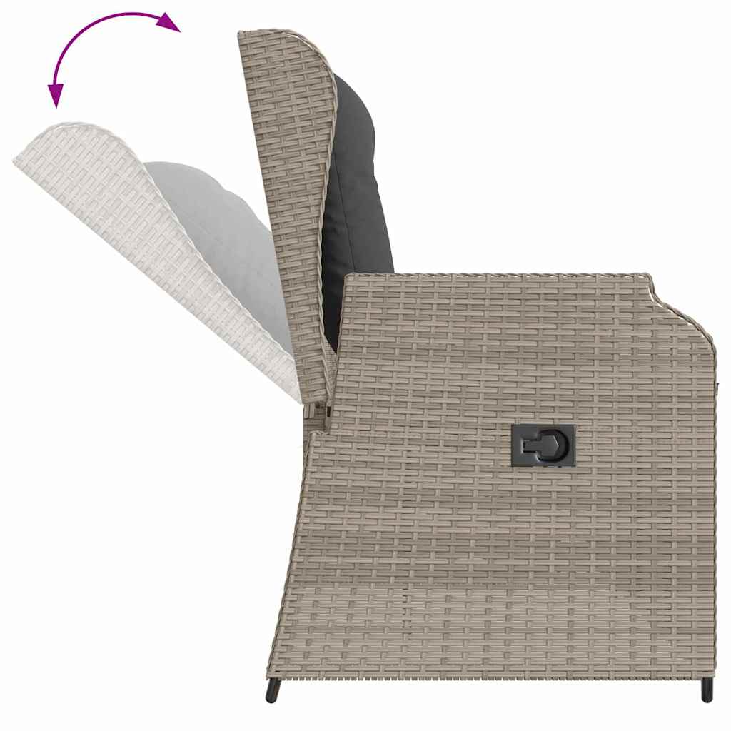 Panchina da giardino con cuscino Grigio chiaro Poly Rattan - homemem39