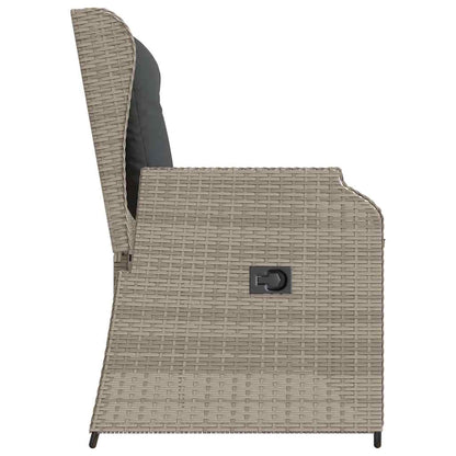 Panchina da giardino con cuscino Grigio chiaro Poly Rattan - homemem39