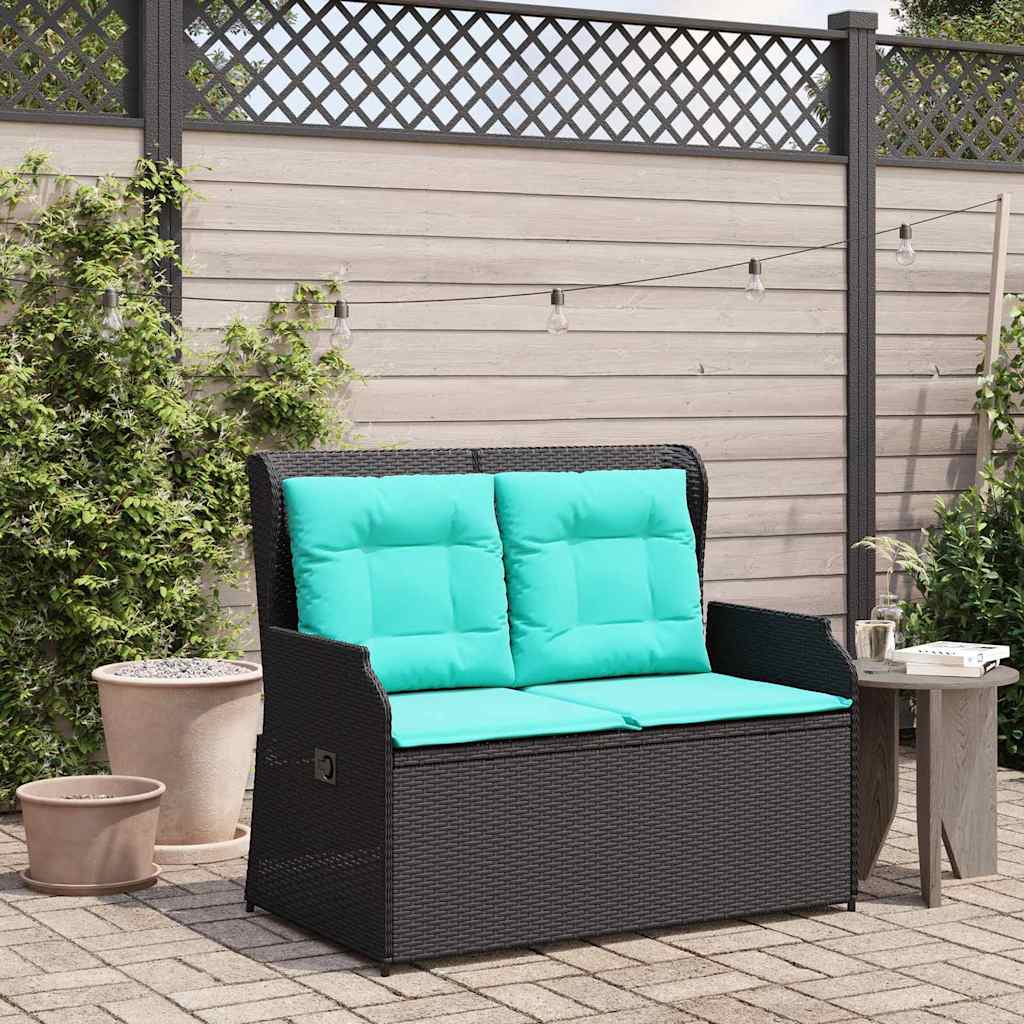 Panchina da giardino Nero polyrattan
