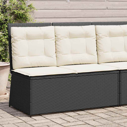 Panchina da giardino con cuscino Nero Poly Rattan - homemem39