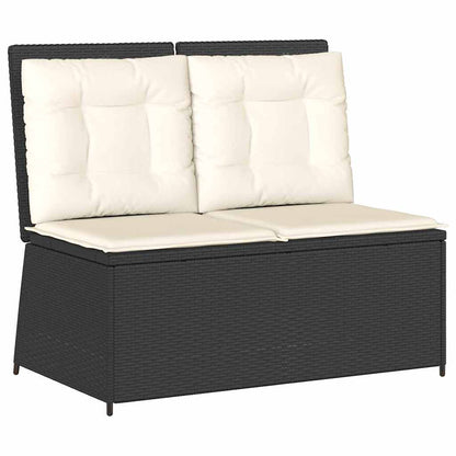 Panchina da giardino con cuscino Nero Poly Rattan - homemem39