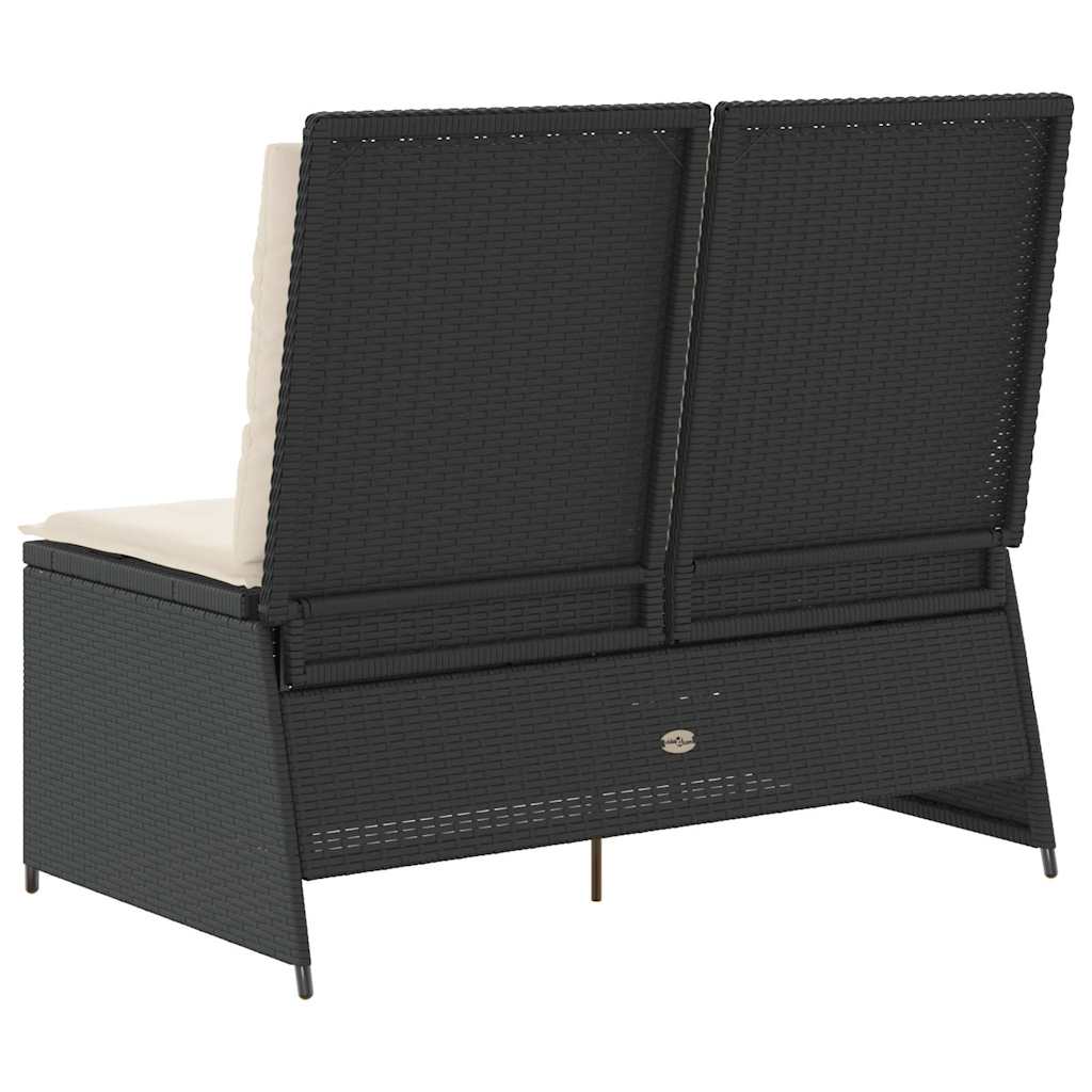 Panchina da giardino con cuscino Nero Poly Rattan - homemem39