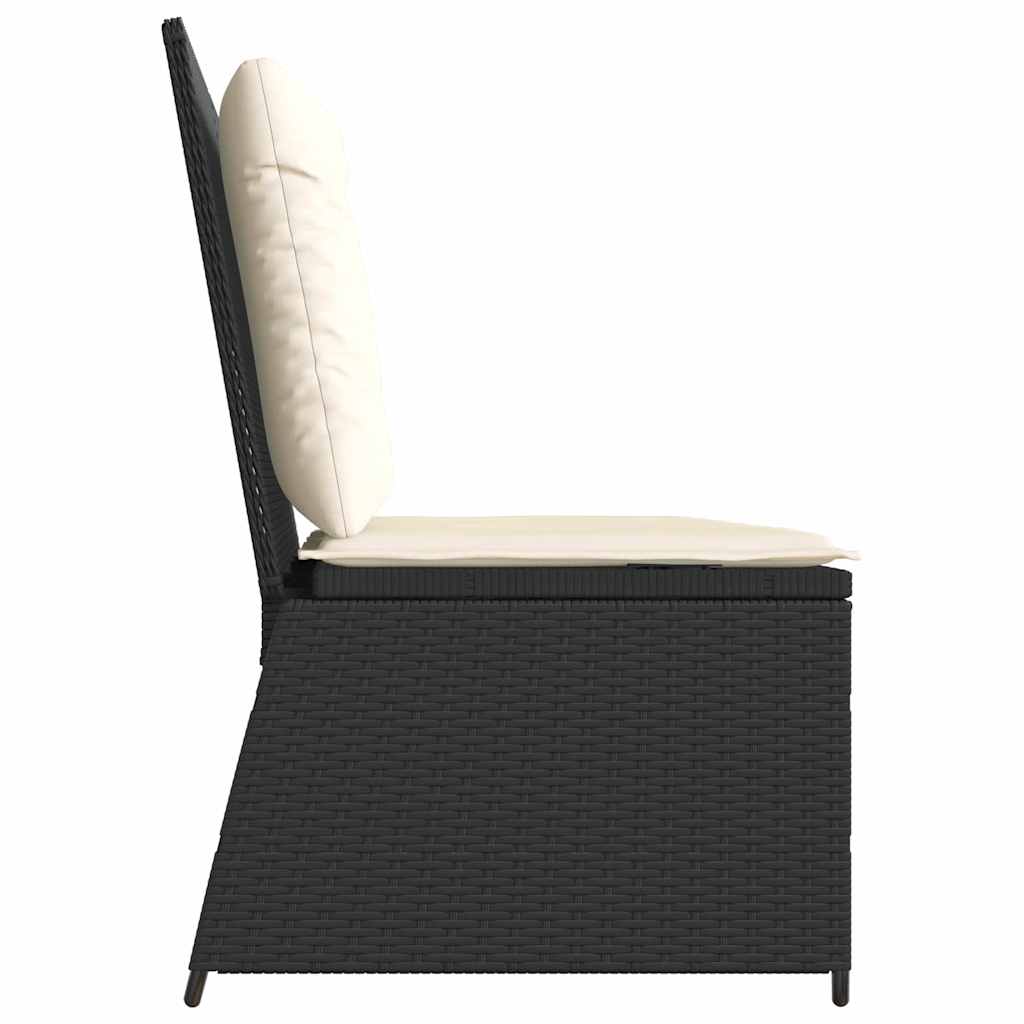 Panchina da giardino con cuscino Nero Poly Rattan - homemem39