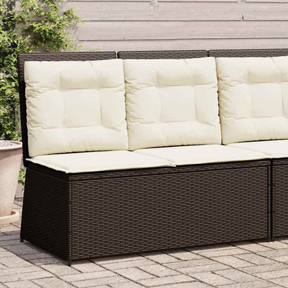 Panchina da giardino con cuscino Marrone Poly Rattan - homemem39