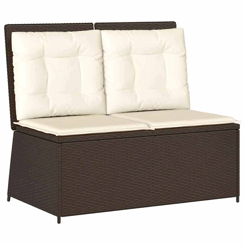Panchina da giardino con cuscino Marrone Poly Rattan - homemem39