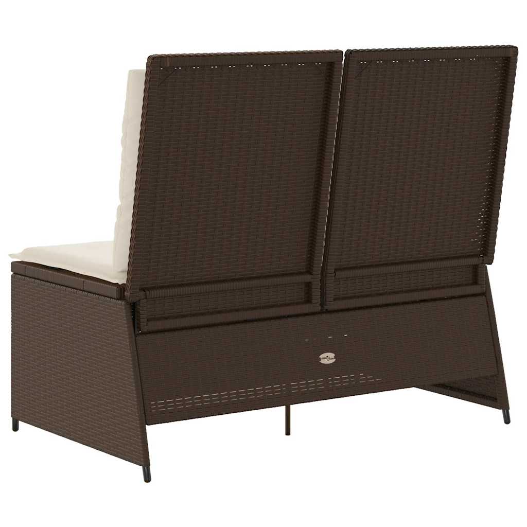 Panchina da giardino con cuscino Marrone Poly Rattan - homemem39