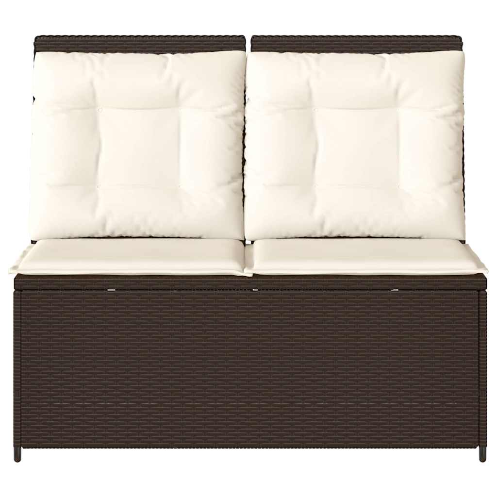 Panchina da giardino con cuscino Marrone Poly Rattan - homemem39