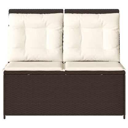 Panchina da giardino con cuscino Marrone Poly Rattan - homemem39