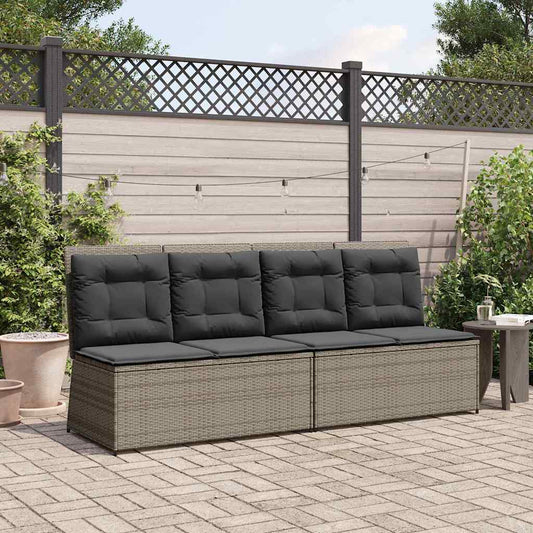Panchina da giardino con cuscino Grigio Poly Rattan - homemem39