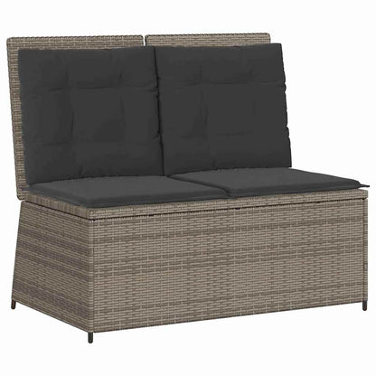 Panchina da giardino con cuscino Grigio Poly Rattan - homemem39