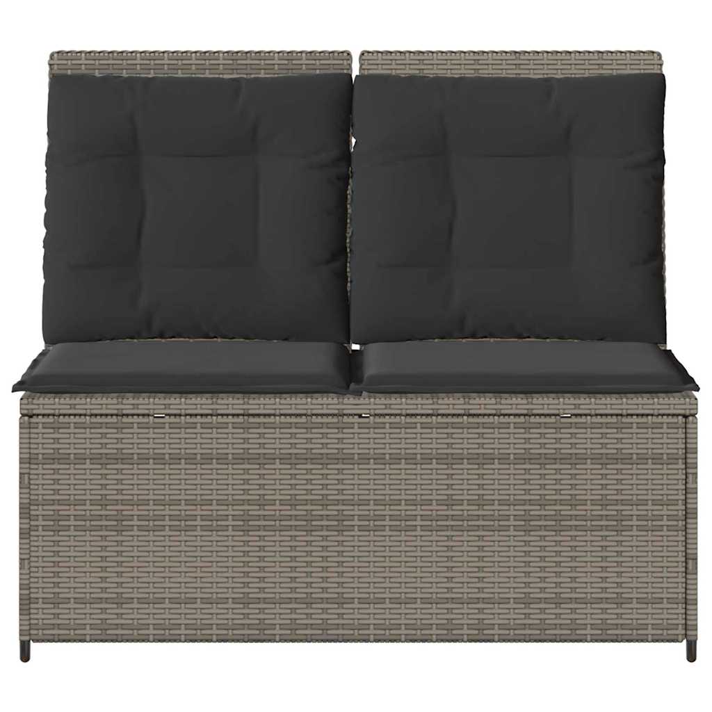 Panchina da giardino con cuscino Grigio Poly Rattan - homemem39