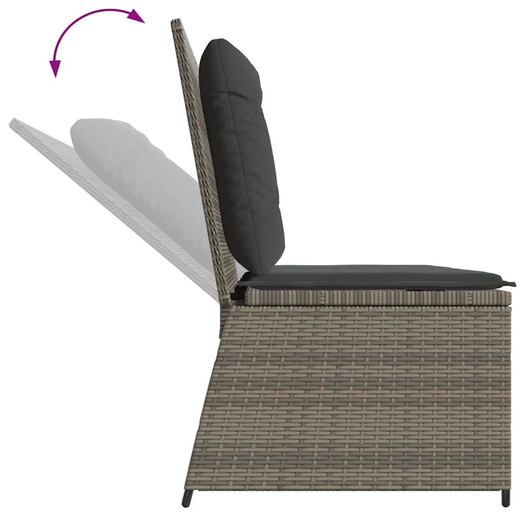 Panchina da giardino con cuscino Grigio Poly Rattan - homemem39