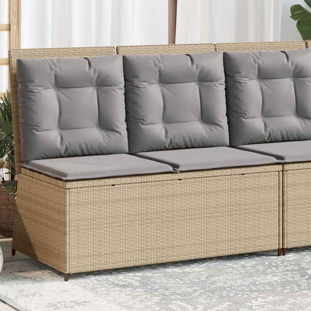 Panchina da giardino con cuscino Beige Poly Rattan - homemem39