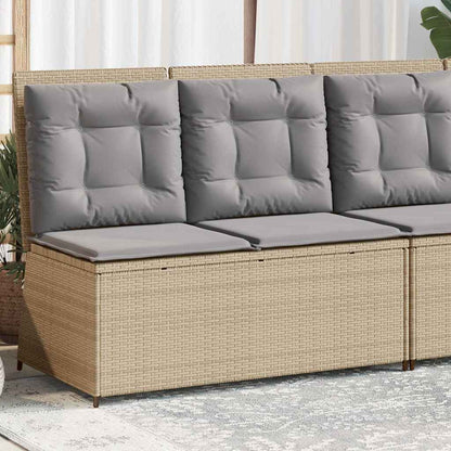 Panchina da giardino con cuscino Beige Poly Rattan - homemem39