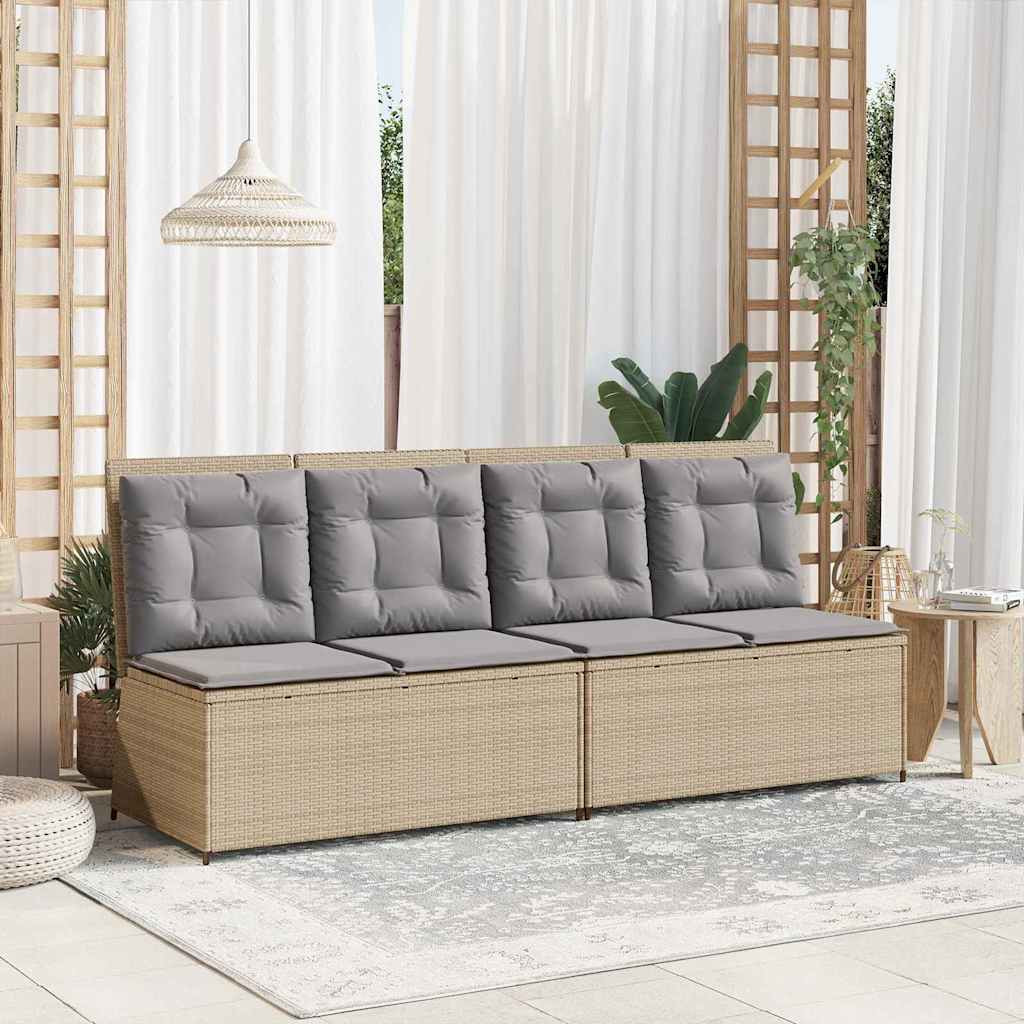 Panchina da giardino con cuscino Beige Poly Rattan - homemem39