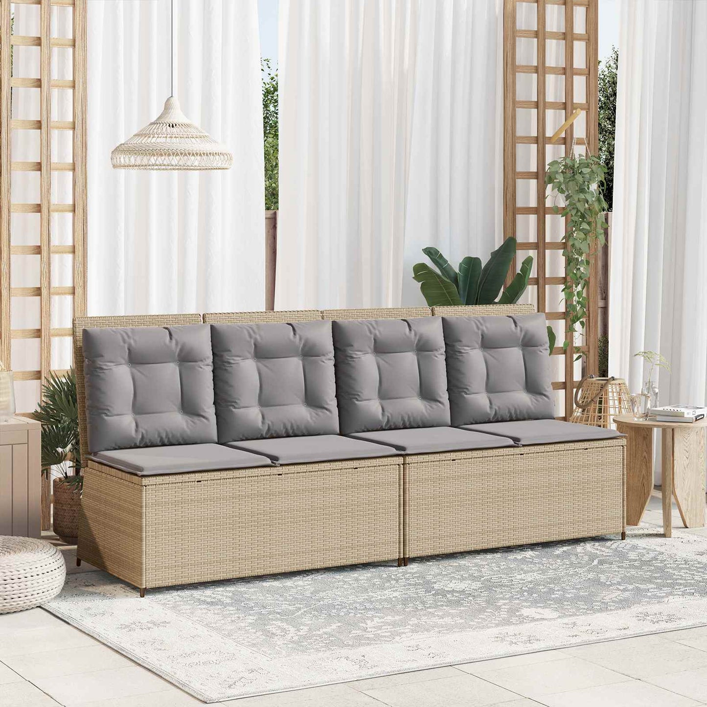 Panchina da giardino Beige polyrattan