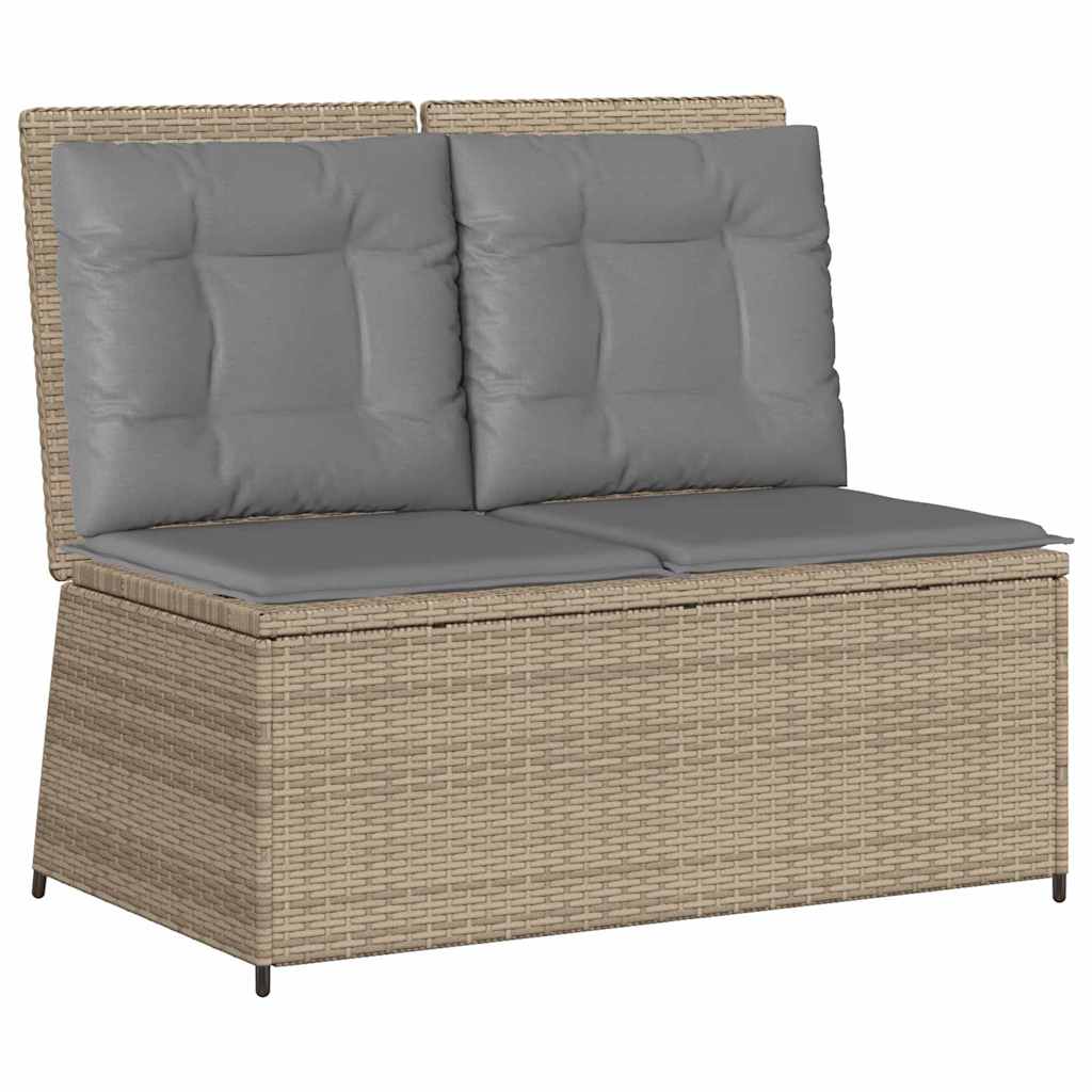 Panchina da giardino con cuscino Beige Poly Rattan - homemem39