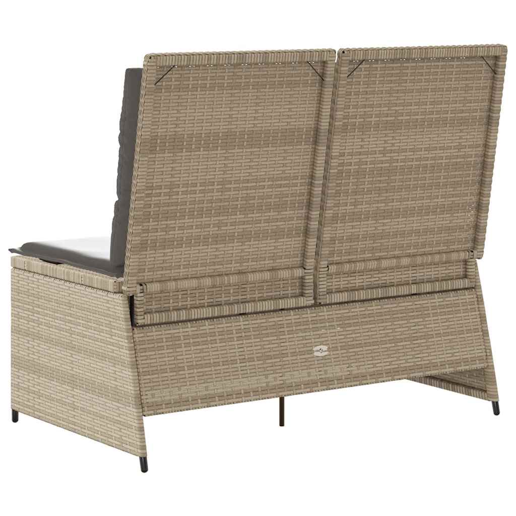 Panchina da giardino con cuscino Beige Poly Rattan - homemem39