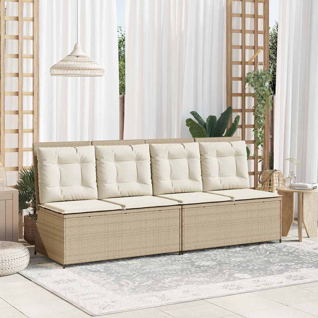 Panchina da giardino con cuscino Beige Poly Rattan - homemem39