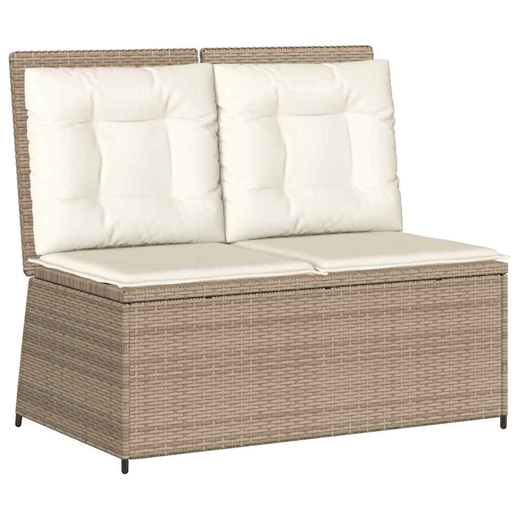 Panchina da giardino con cuscino Beige Poly Rattan - homemem39