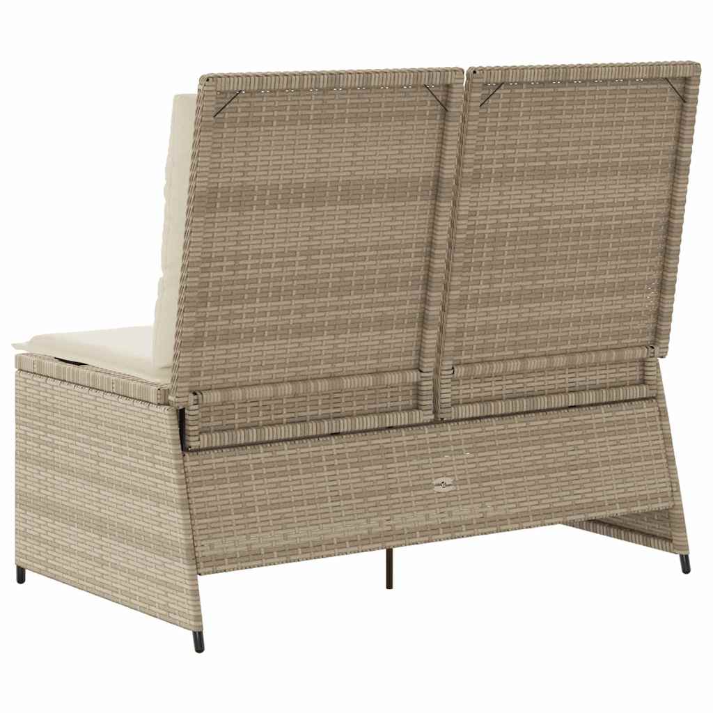 Panchina da giardino con cuscino Beige Poly Rattan - homemem39