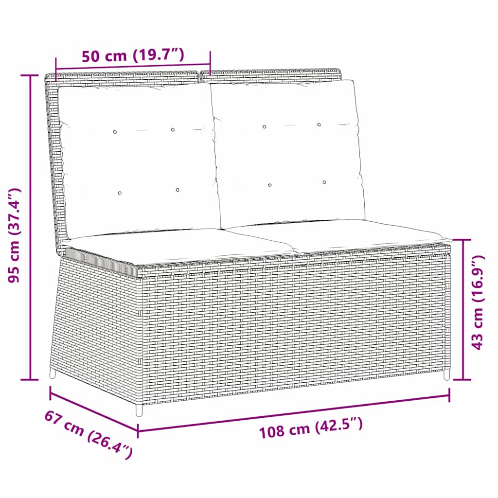 Panchina da giardino con cuscino Beige Poly Rattan - homemem39