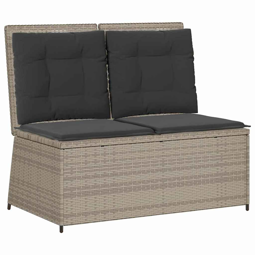 Panchina da giardino con cuscino Grigio chiaro Poly Rattan - homemem39