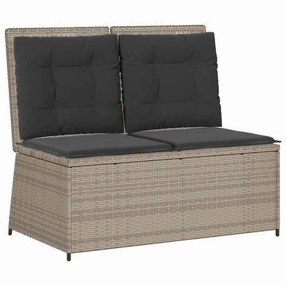 Panchina da giardino con cuscino Grigio chiaro Poly Rattan - homemem39
