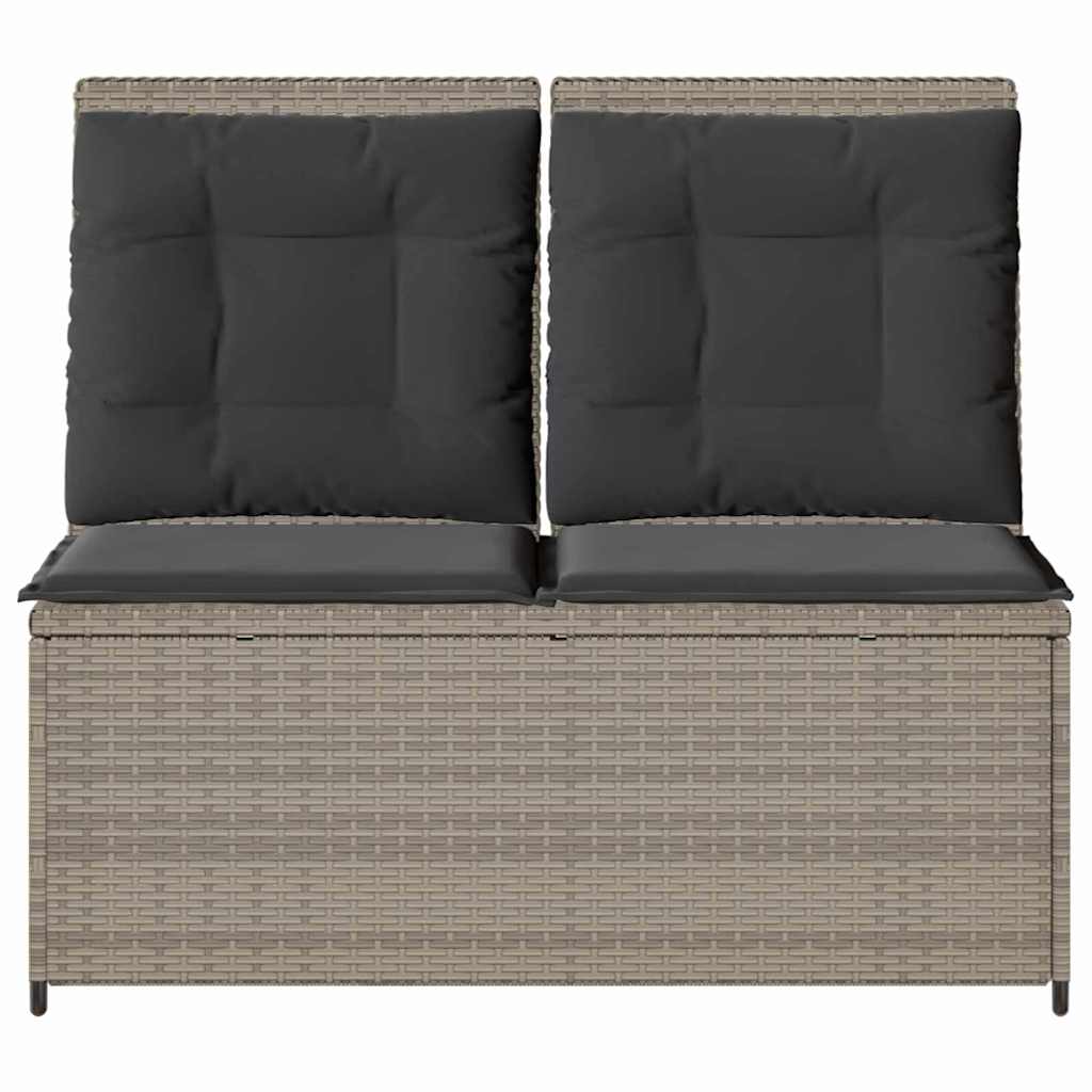 Panchina da giardino con cuscino Grigio chiaro Poly Rattan - homemem39