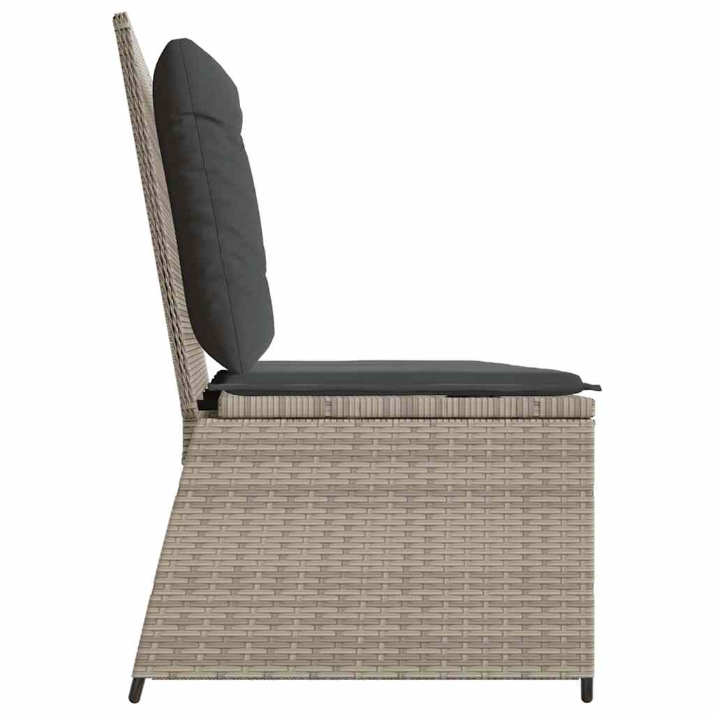 Panchina da giardino con cuscino Grigio chiaro Poly Rattan - homemem39