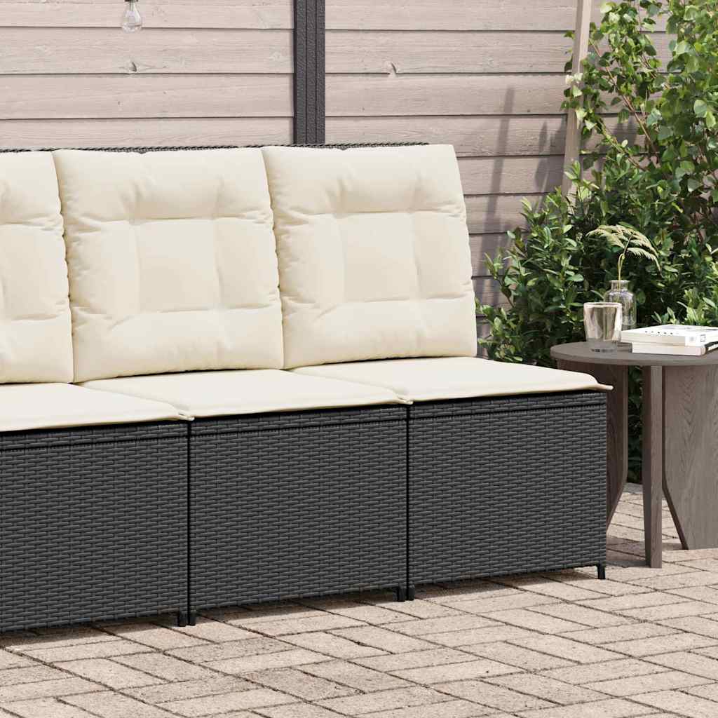Divano da giardino con cuscino Nero Poly Rattan - homemem39
