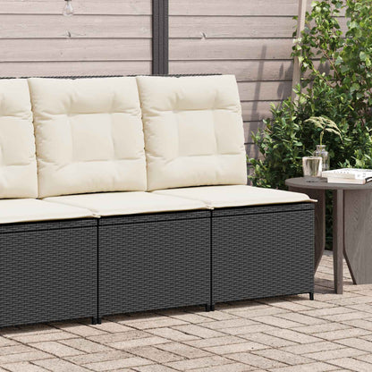 Divano da giardino con cuscino Nero e Bianco Crema polyrattan