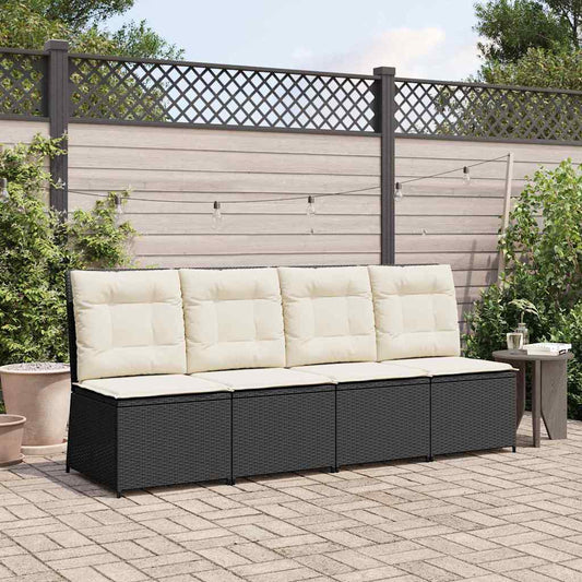 Divano da giardino con cuscino Nero Poly Rattan - homemem39