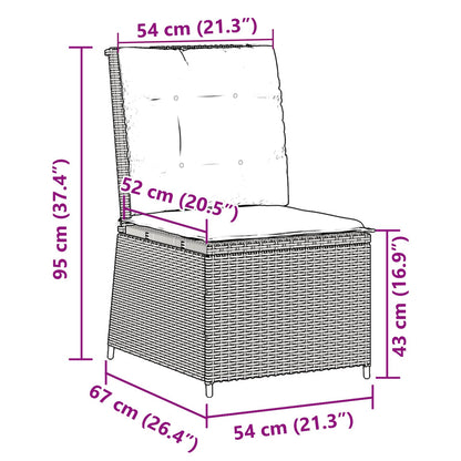 Divano da giardino con cuscino Nero e Bianco Crema polyrattan
