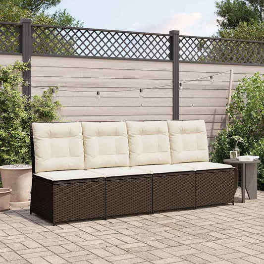 Divano da giardino con cuscino Nero e Bianco Crema polyrattan | homemem39