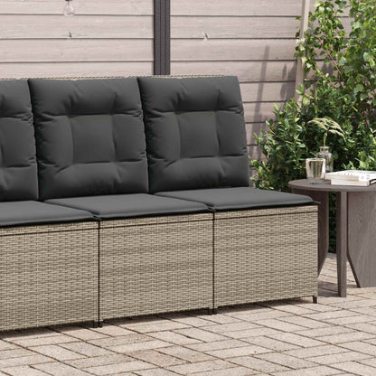 Divano da giardino con cuscino Grigio polyrattan