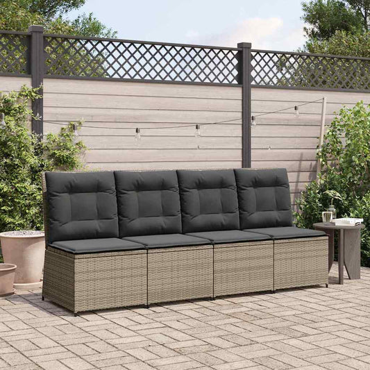Divano da giardino con cuscino Grigio Poly Rattan - homemem39
