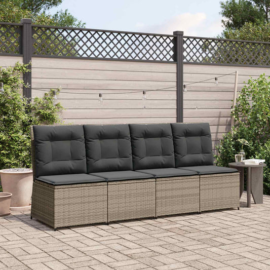 Divano da giardino con cuscino Grigio polyrattan