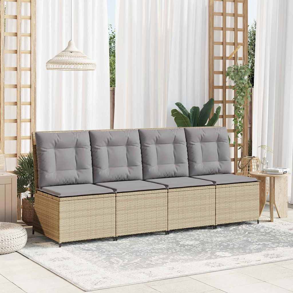 Divano da giardino con cuscino Beige Poly Rattan - homemem39