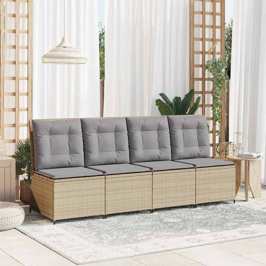 Divano da giardino con cuscino Beige Poly Rattan - homemem39