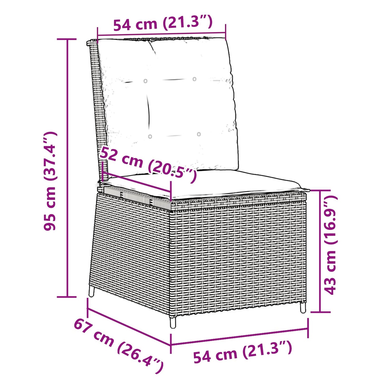 Divano da giardino con cuscino Nero e Bianco Crema polyrattan