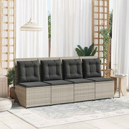Divano da giardino con cuscino Grigio chiaro Poly Rattan - homemem39