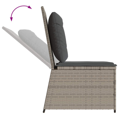 Divano da giardino con cuscino Grigio chiaro polyrattan
