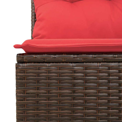 Divano da giardino con cuscino Marrone e Rosso polyrattan | homemem39