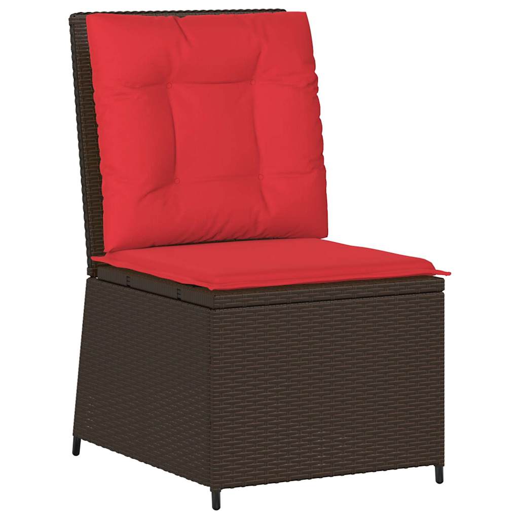 Divano da giardino con cuscino Marrone e Rosso polyrattan | homemem39