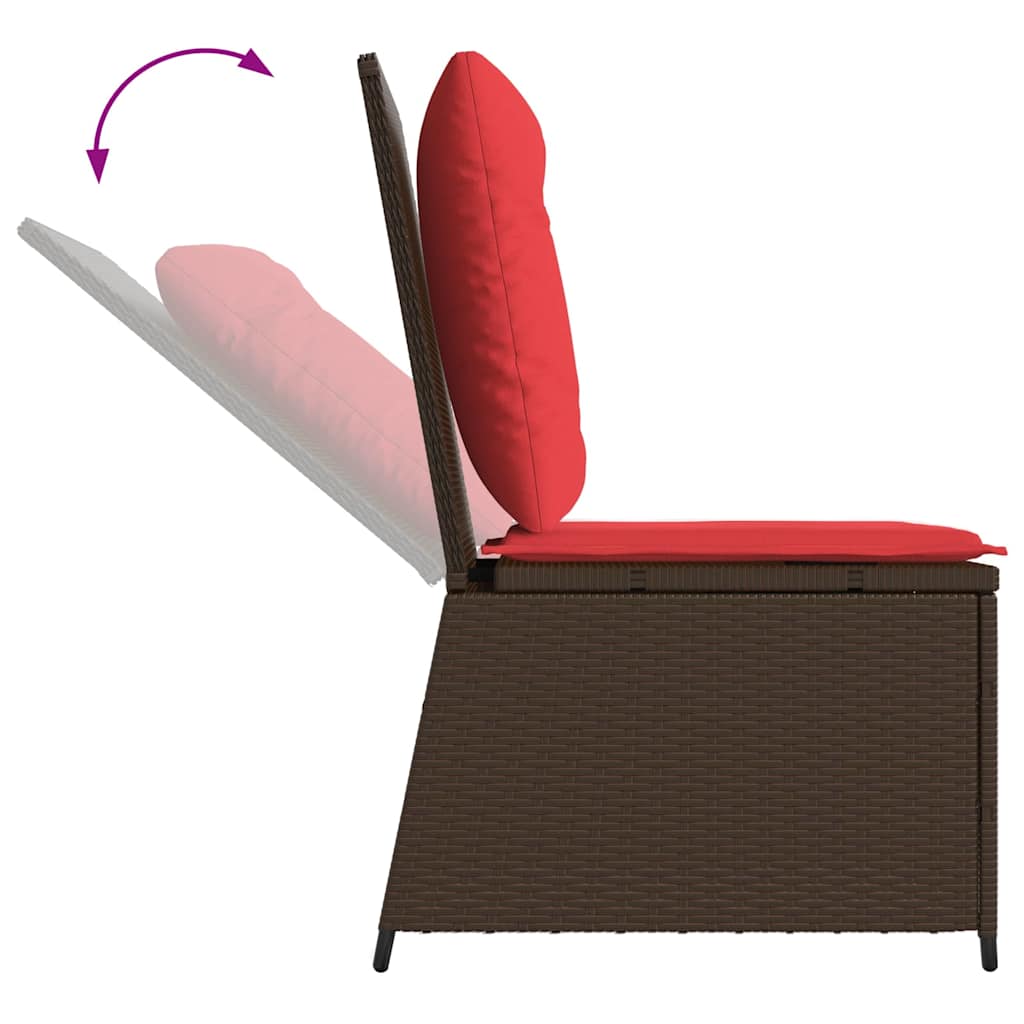Divano da giardino con cuscino Marrone e Rosso polyrattan | homemem39