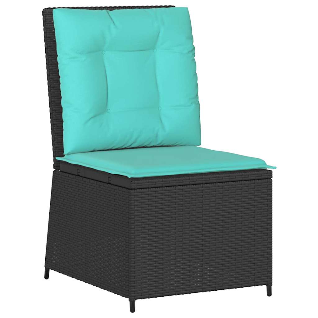 Divano da giardino con cuscino Nero e Turchese polyrattan