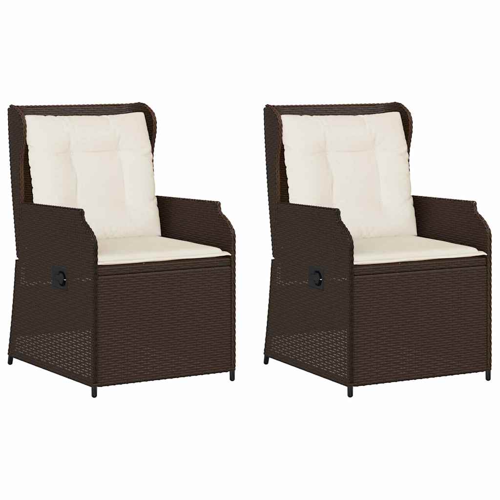 Panchina da giardino con cuscino 2 pcs Marrone Poly Rattan - homemem39